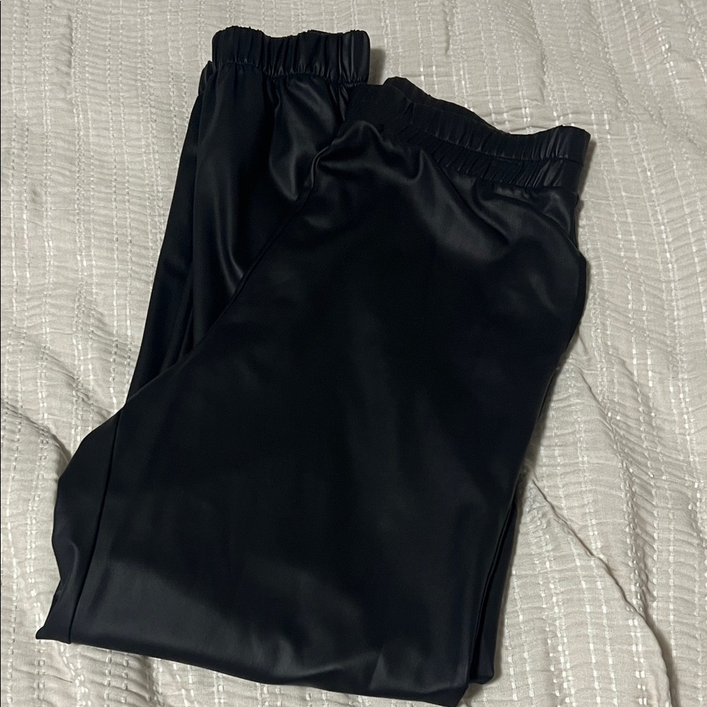 Renee C. Black Faux Leather Jogger